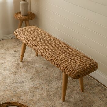 Wooden Hallway Bench With Wicker, 2 of 7