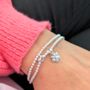 Sterling Silver Paw Print Beaded Stretch Bracelet, thumbnail 3 of 6