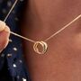 Personalised 9ct Gold Mini Two Ring Russian Necklace, thumbnail 1 of 5