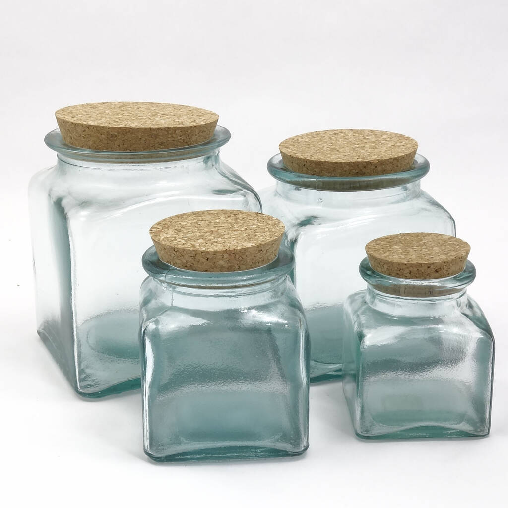Original Recycled Glass Square Storage Jars 