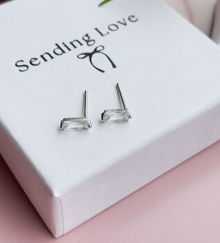 Stud Earrings In Sterling Silver Diamond Cz Stones, 4 of 6