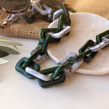 Large Glasses Chain Marble Green And White Acrylic, 2 of 7