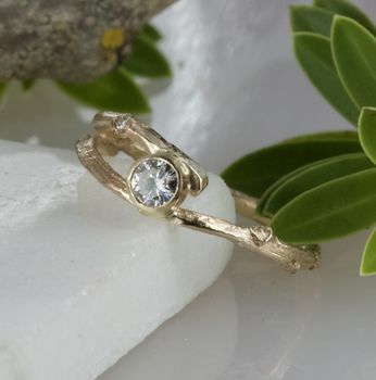 Moissanite And Gold Twig Engagement Ring, 5 of 12