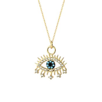 Blue Eye Eyelash Sterling Silver Pendant Necklace, 9 of 9