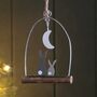 Two Moon Gazing Rabbits Hanging Christmas Decoration, thumbnail 2 of 2