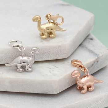 Sterling Silver Or Gold Plated Clip On Dinosaur Charms, 3 of 5