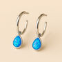Sterling Silver Blue Opal Half Hoop Earrings, thumbnail 1 of 7