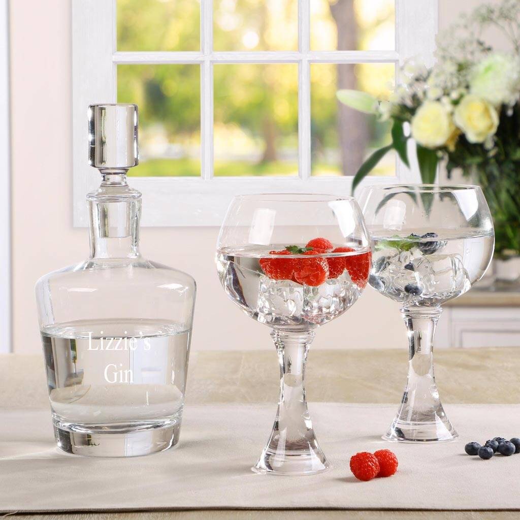 Luxury Personalised Decanter And Gin Glasses By Dibor