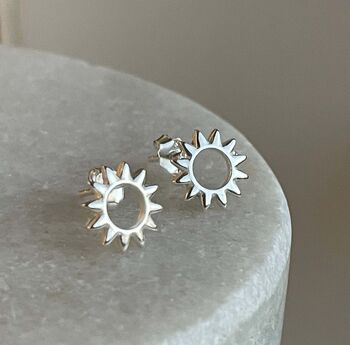 Sterling Silver Sun Studs, 3 of 8
