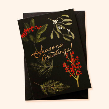 Botanical Foliage Christmas Card 'Seasons Greetings', 2 of 3