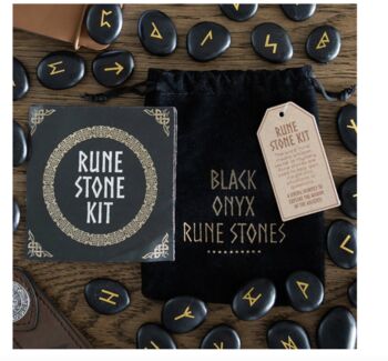 Black Onyx Rune Stones And Guide Book Set, 3 of 6