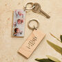 Wood And Acrylic Photobooth Keyring With Personalised Message, thumbnail 1 of 6