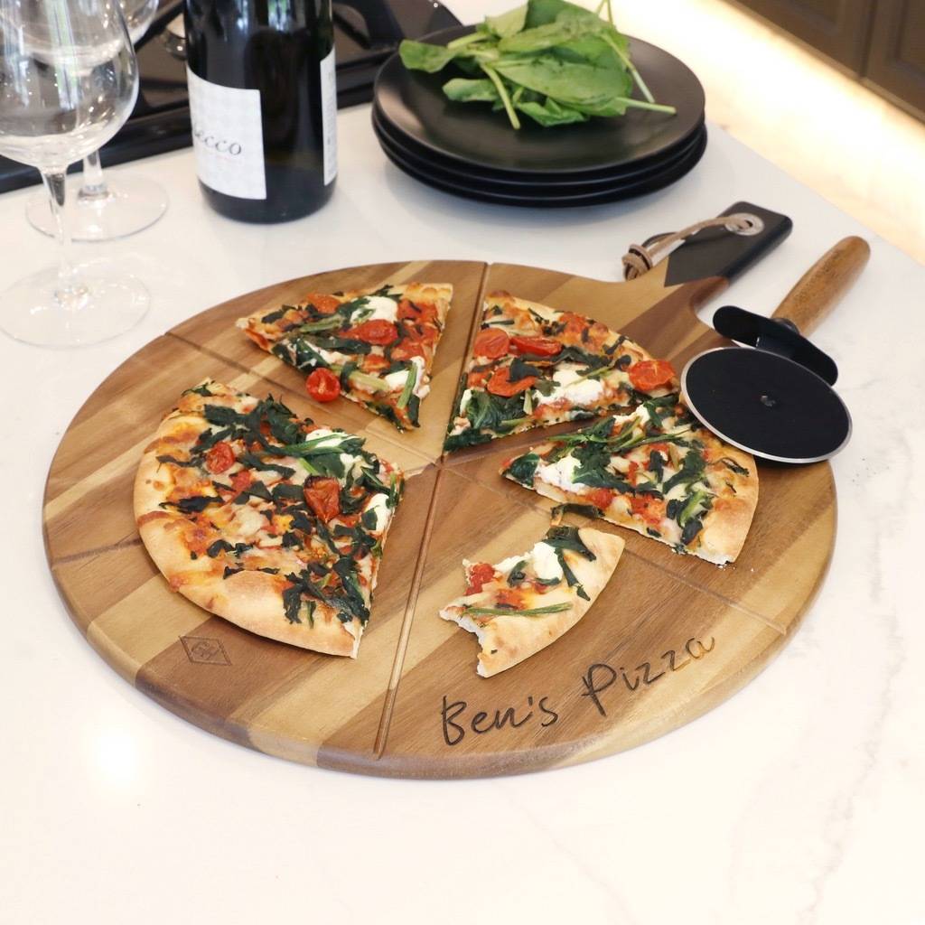 Personalised Pizza Cutter And Serving Board Set, 1 of 4