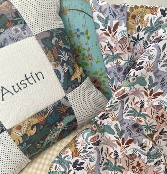 Patchwork Dinosaur Name Cushion, 2 of 5