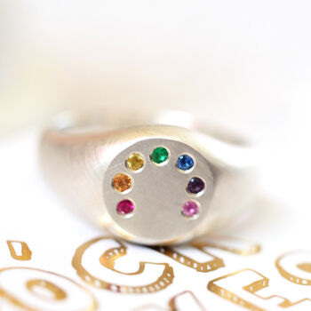 Rainbow Ring Handmade Silver And Gems, 8 of 12