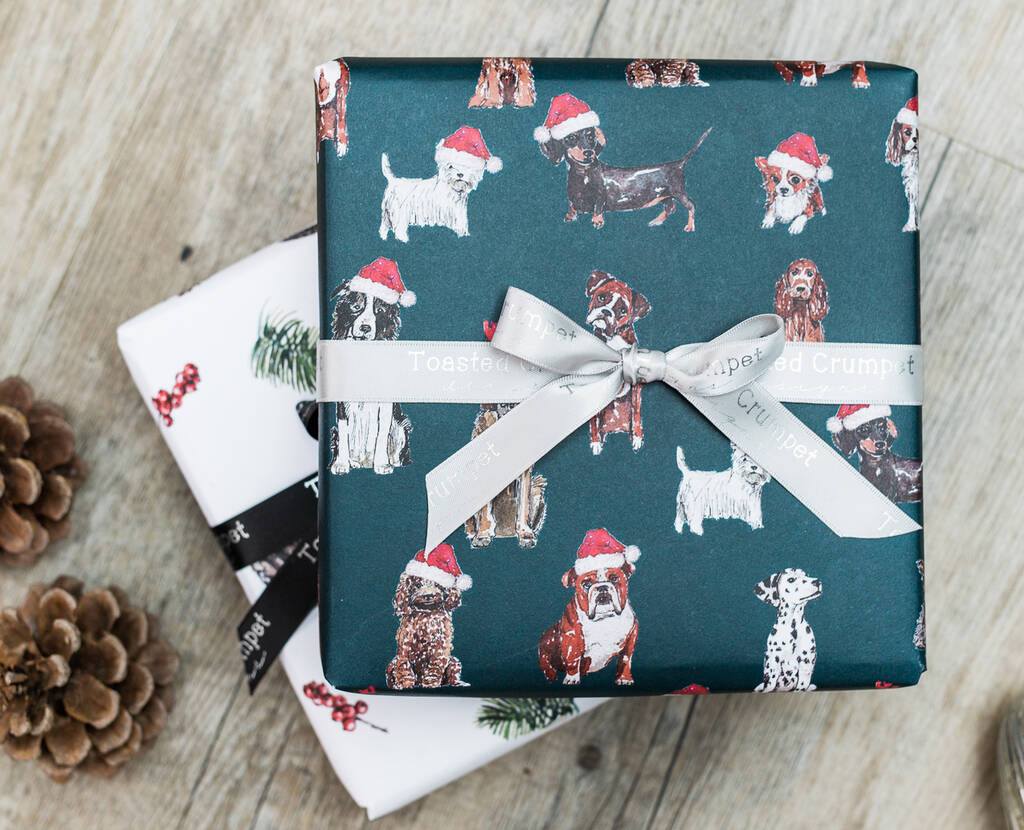 Luxury Christmas Dogs Gift Wrap Set By Toasted Crumpet Designs