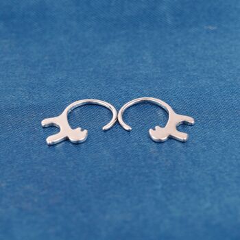 925 Sterling Silver Cat Hoop Earrings, 5 of 7