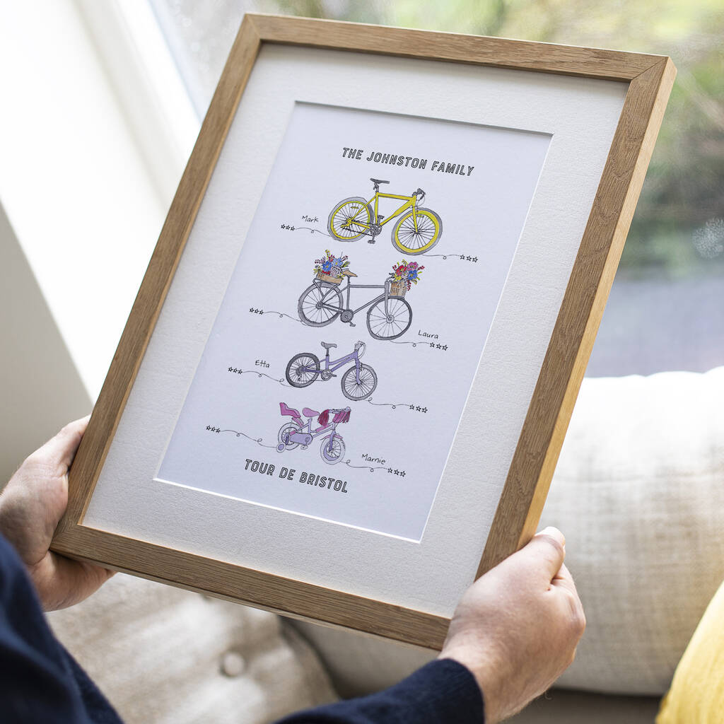 Personalised Family Bike Print, 1 of 5
