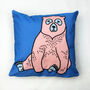Blue And Pink Bear Cushion Cover, thumbnail 2 of 3