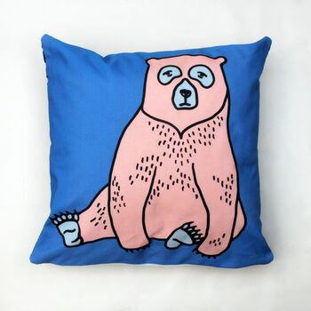 Blue And Pink Bear Cushion Cover, 2 of 3