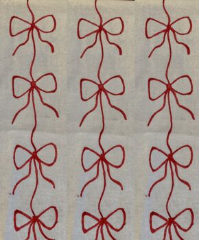 Hand Painted Bow Print Linen Table Napkins Linen Set Of Two, 3 of 4