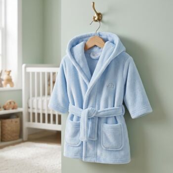 Personalised Blue Hooded Fleece Dressing Gown, 6 of 7