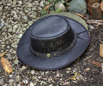 Soft Distressed Foldable Leather Hat Unisex, 3 of 11
