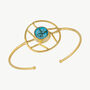 Oceanic Orb Adjustable Turquoise Cuff Bangle In Gold, thumbnail 1 of 8