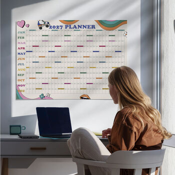 Retro Inspired 2027 Year Wall Planner | Whole Year Calendar, 12 of 12