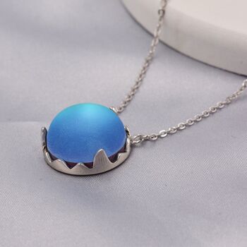 Blue Flash Moonstone Necklace In Sterling Silver, 4 of 12