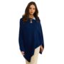 Navy Blue 100% Cashmere Multi Ways Button Poncho Gift Boxed, thumbnail 1 of 10