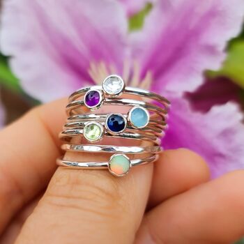 Simply Birthstone Sterling Silver Stacking Rings, 5 of 12