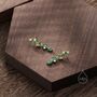 Emerald Green Cz Cluster Stud Long Drop Earrings, thumbnail 2 of 11