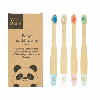 Baby Bamboo Toothbrush Four Pack Extra Soft Bristles, 2 of 5