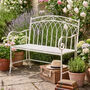 Cream Iron Arched Back Garden Bench, thumbnail 1 of 6