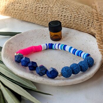 Lapis Lazuli And Lava Bead Gemstone Beaded Bracelet, 2 of 7