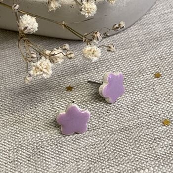 Tiny Lilac Pastel Flower Stud Earrings, 4 of 8