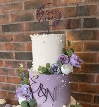 Personalised Mr And Mrs Floral Wedding Cake Topper, 3 of 5