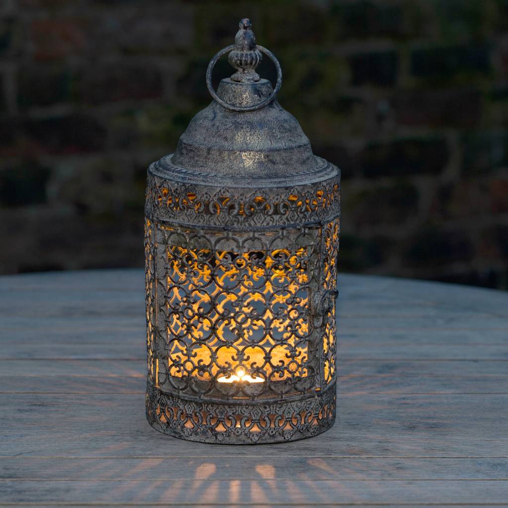 Moroccan Style Lantern with Abstract Pierced Fretwork 