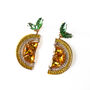 Bold Jewelled Statement Lemon Slice Dangle Earrings, thumbnail 2 of 2