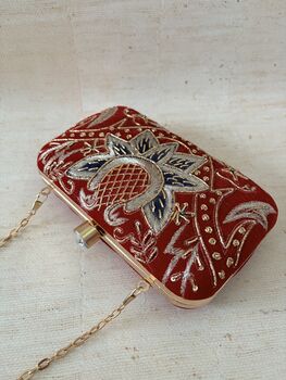 Peacock Red Rectangular Clutch, 8 of 9