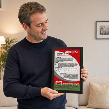 Personalised 50th Birthday Print 'Lifetime Of Support' Gift For Football Fan 50 Clubs Available, 2 of 7