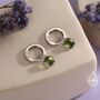Genuine Peridot Hoop Earrings In Sterling Silver, thumbnail 4 of 10