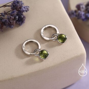 Genuine Peridot Hoop Earrings In Sterling Silver, 4 of 10