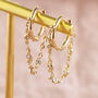 Gold Plated Huggie Hoop Chain Earrings, thumbnail 2 of 9