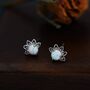 Sterling Silver White Opal Crown Stud Earrings, thumbnail 1 of 12