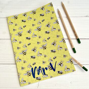Personalised Thank You Teacher Bee Design Notebook, 6 of 6