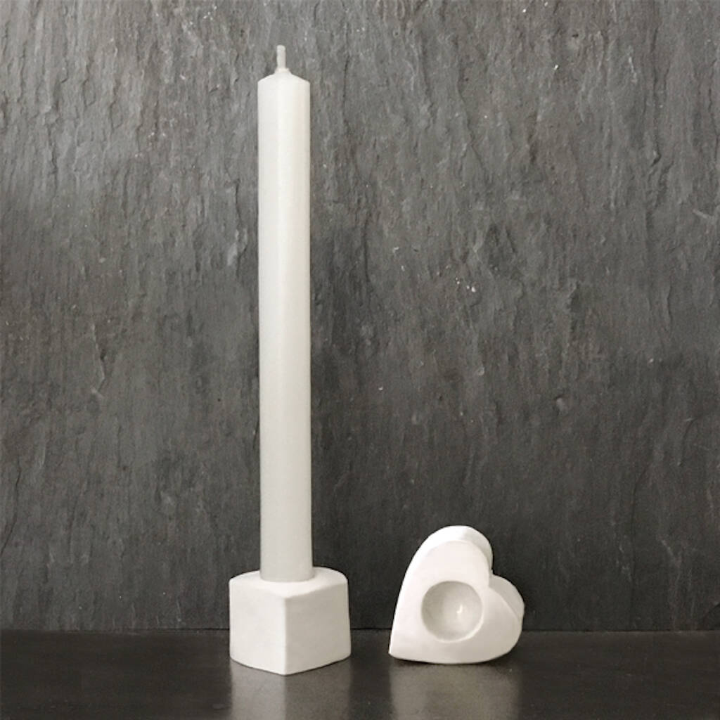 Porcelain Heart Candle Holder And Candle, 1 of 2