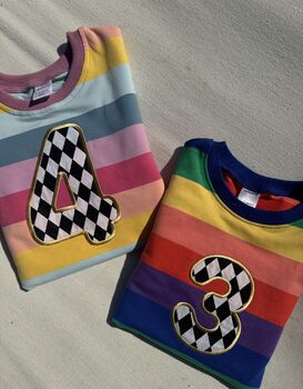 Circus Applique Initial/ Number Kids Rainbow Jumper, 2 of 4