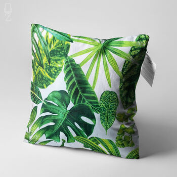 Green Tropical Palm Leaves Soft Cushion Cover, 3 of 7
